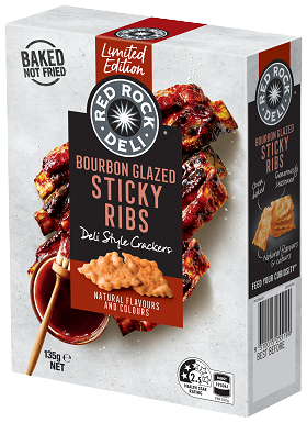 BOURBON GLAZED STICKY RIBS  DELI STYLE CRACKERS